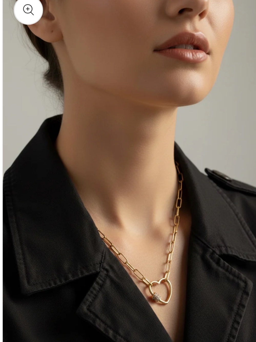 Heart Link Gold Dipped Cubic Zirconia Necklace